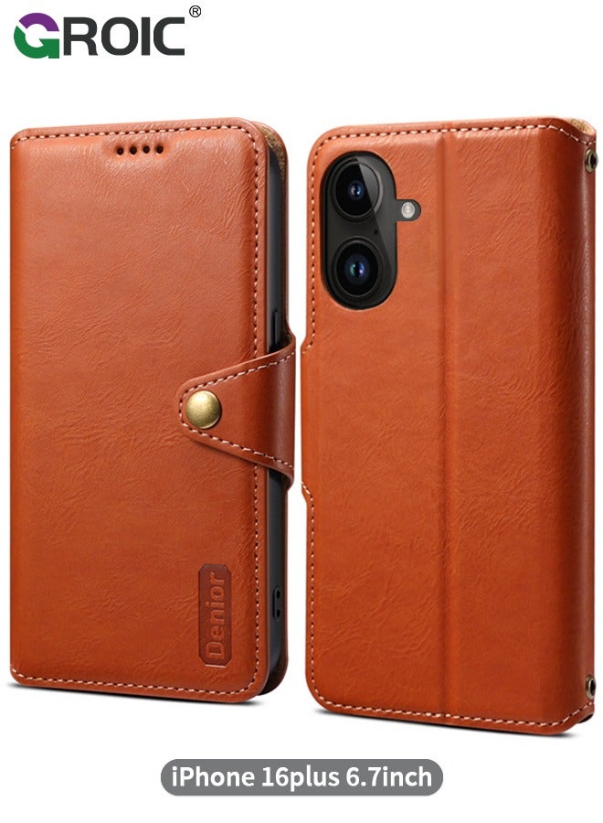 GROIC For iPhone 16 Plus Case,Wallet Case for iPhone 16 Plus,Leather Case with Cash Pocket,Flip Cover for iPhone 16 Plus ,TPU Interior Protective Case,All-Round Protective iPhone 16 Plus Phone Shell 6.7'' - Image 1