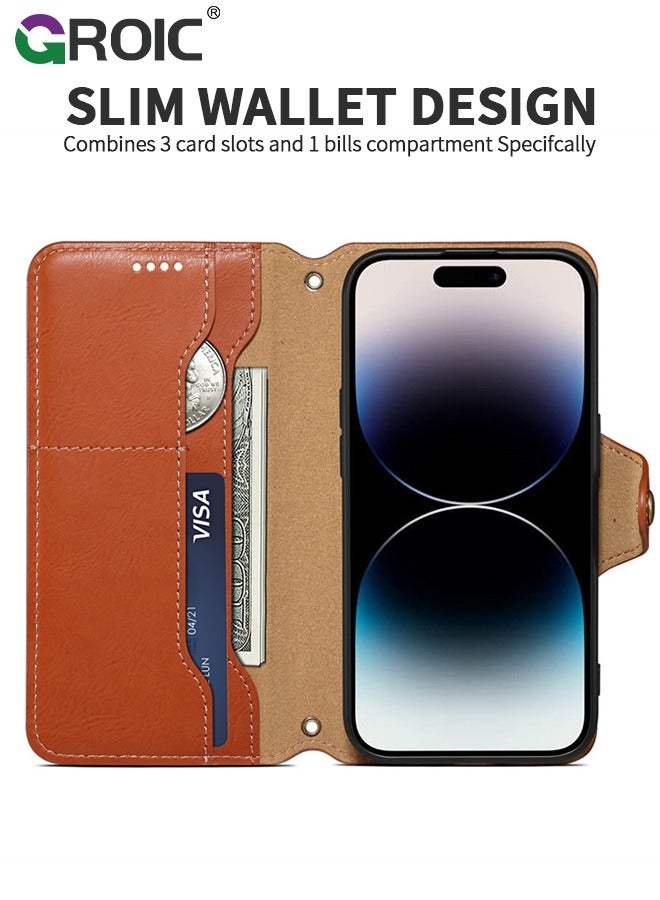 GROIC For iPhone 16 Plus Case,Wallet Case for iPhone 16 Plus,Leather Case with Cash Pocket,Flip Cover for iPhone 16 Plus ,TPU Interior Protective Case,All-Round Protective iPhone 16 Plus Phone Shell 6.7'' - Image 4