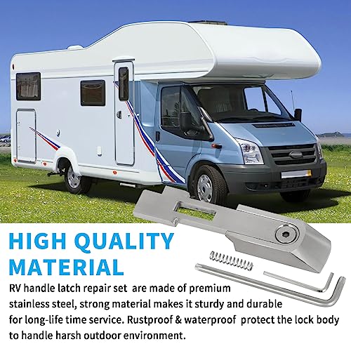 WIKIBB RV Handle Latch Repair KitStainless Steel Travel Trailer Camper Door Latch Handle Replacement for RV Trimark 0601650 T507 Door Handle - Image 3