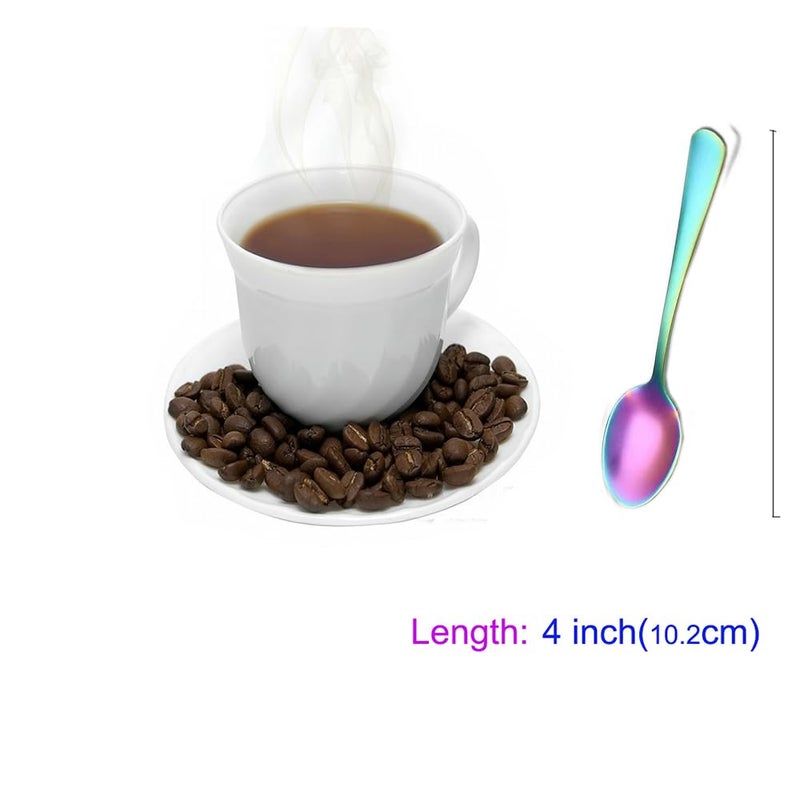 Wesdxc56 Demitasse Espresso Spoons, Mini Coffee Spoon, 4 Inches Stainless Steel Small Spoons for Dessert, Set of 6ï¼ˆRainbow) - Image 2