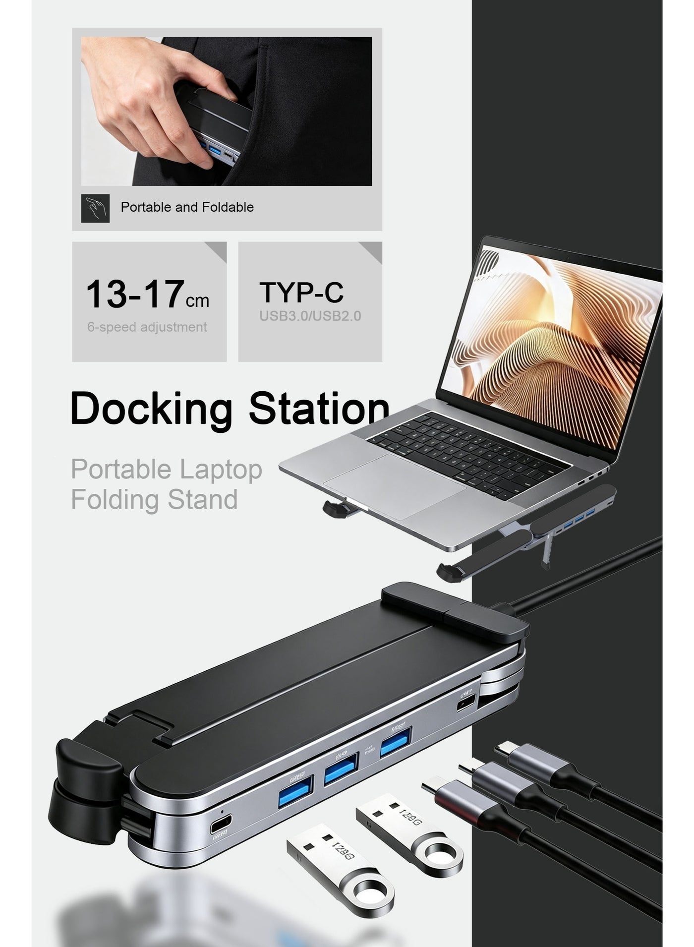 flyroad Flyroad Aluminum Alloy Laptop Stand With Hub usb3.0