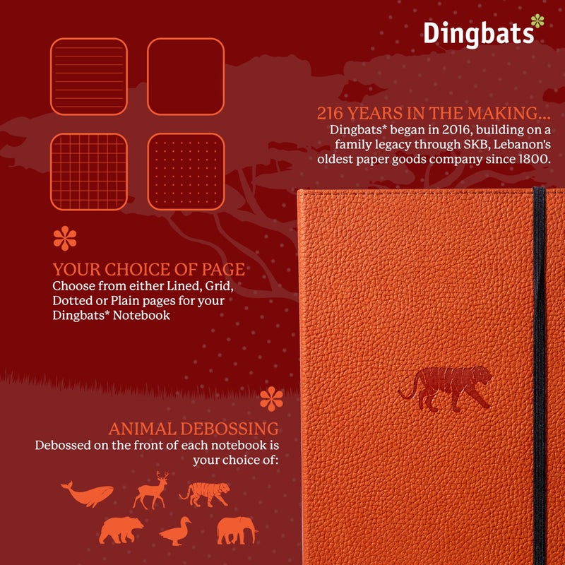 Dingbats* Notebooks Dingbats* Wildlife Lined Writing Journal Notebook A5 - Vegan Leather Hardcover - Ideal for Work, Travel - Pocket, Elastic Closure, & Bookmark - Image 2