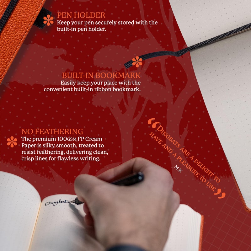 Dingbats* Notebooks Dingbats* Wildlife Lined Writing Journal Notebook A5 - Vegan Leather Hardcover - Ideal for Work, Travel - Pocket, Elastic Closure, & Bookmark - Image 3