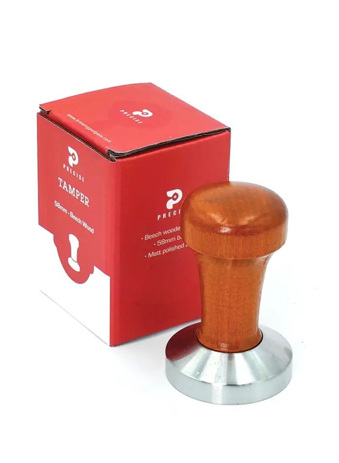 Precise Beech Wooden Handle Tamper 58mm - Image 2