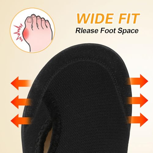 LeIsfIt Womens Slippers Wide Diabetic Shoes Adjustable Arthritis Edema House Shoes Indoor Outdoor Slippers Black Size 7 - Image 2