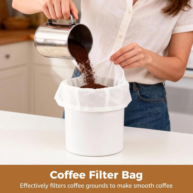 Generic 100 Pcs Cold Brew Coffee Filter Bags, White, for 3 and 5 Gallon Buckets, 19.7 x 15.7 in, Extra Thick, No clean spill Disposable with Drawstring, Coffee Shop Filter - Image 2