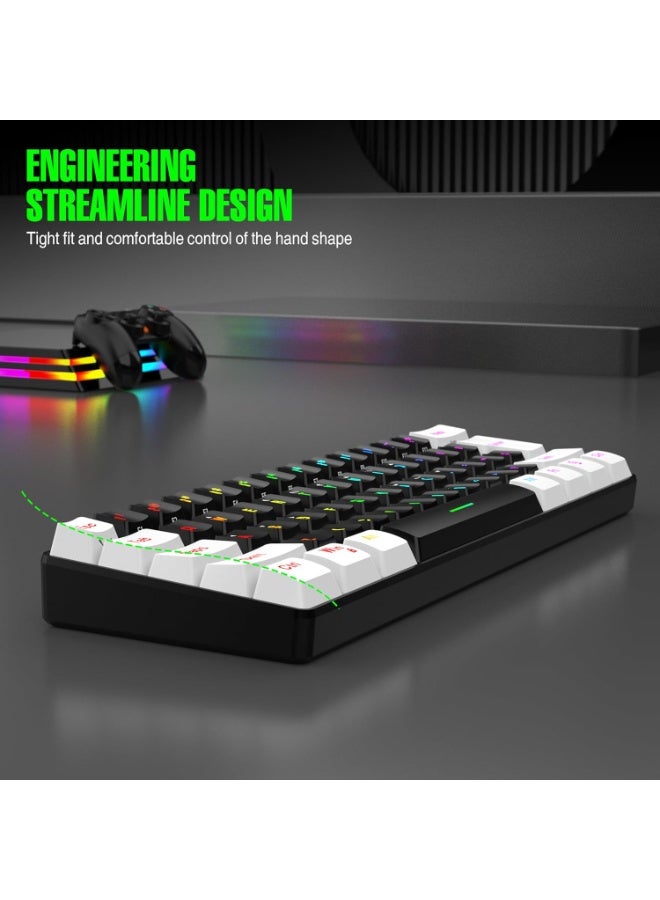 كيبول لوحة مفاتيح ألعاب سلكية 60%، إضاءة خلفية RGB صغيرة الحجم مقاومة للماء، 61 مفتاحًا، مناسبة للاعبي الكمبيوتر/ماك، والكتاب، والسفر، وسهلة الحمل في رحلات العمل (أسود-أبيض) - Image 5