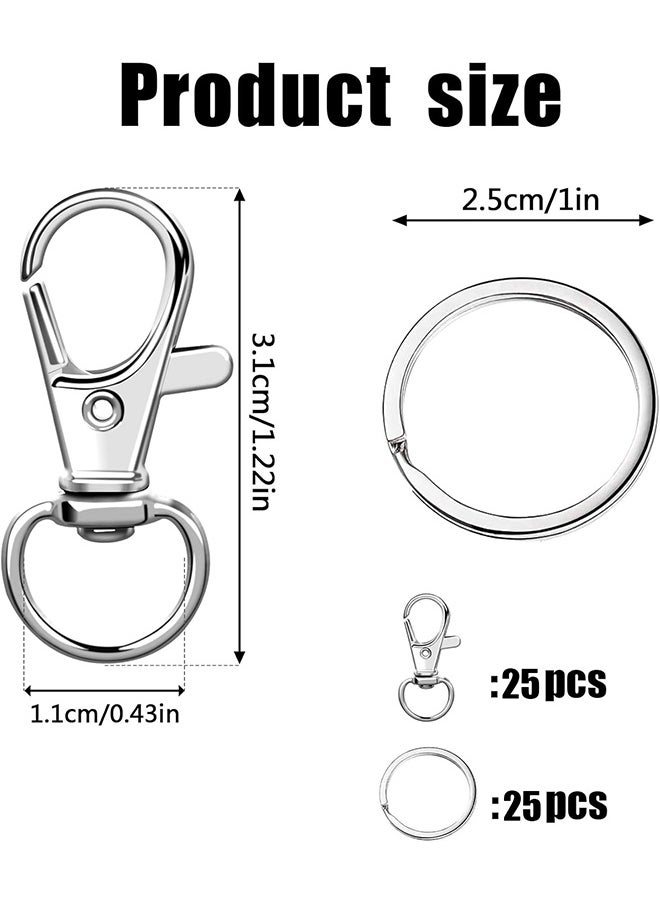 Ocean 50 PCS Swivel Lanyard Snap Hooks, 25 Pcs Key Chain Clip Hooks and 25 Pcs Key Rings, Lanyard Lobster Claw Clasps for DIY Bags, Jewelry and Craft Making  - Image 2