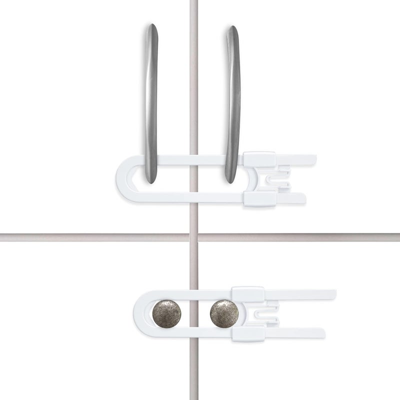 Vmaisi 20 Pack U Shaped Sliding Cabinet Locks Baby Proofing - Adjustable Child Safety Locks,Childproof Latches for Kitchen Bathroom Storage Cupboards Doors, Handles and Knobs White - Image 3