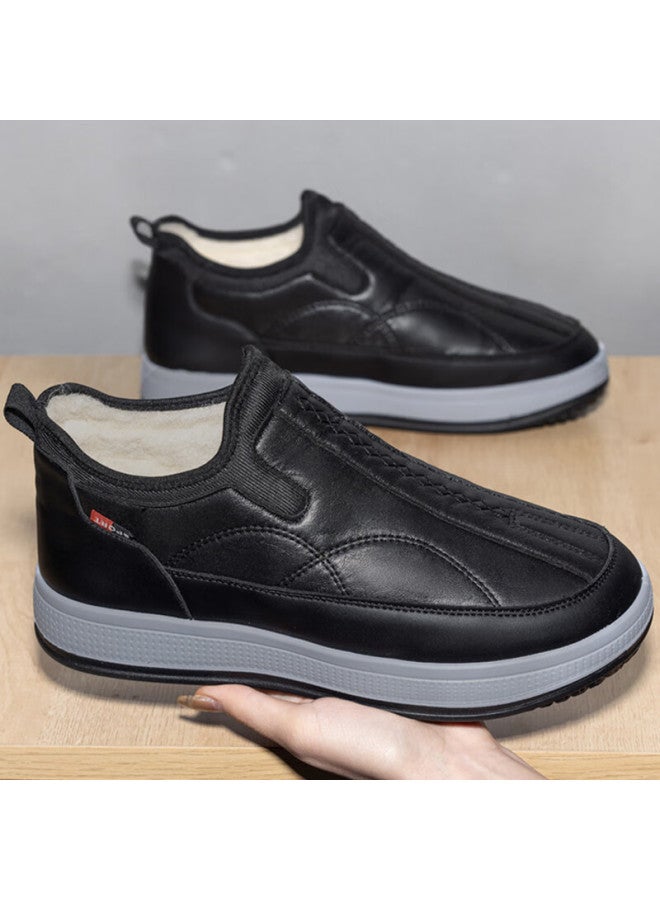 Weizhi Winter New Sheep Wool Old Beijing Cloth Shoes Men's Cotton Shoes Fleece Warm Casual Middle-aged And Elderly Cotton-padded Shoes