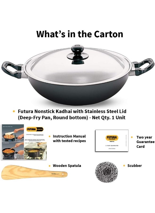 Hawkins - Hawkins Futura Nonstick Kadhai 4 L, 30 cm, 3.25 mm with SS lid - Image 1