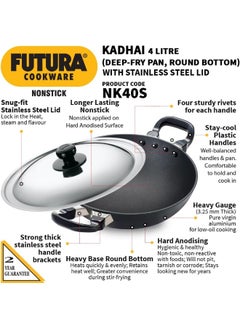 Hawkins Hawkins Futura Nonstick Kadhai 4 L, 30 cm, 3.25 mm with SS lid  - Image 2