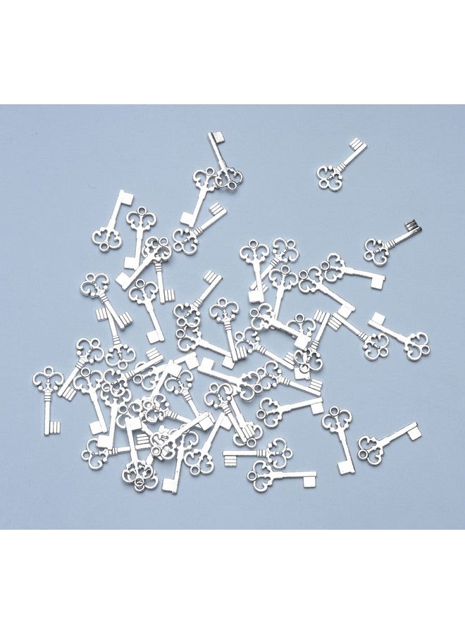 Ruwado 50 Pcs Keys Pendants Beading Supplies Vintage Metal Mini Key Charms for DIY Jewelry Making Kit Handmade Necklace Bracelet Key Ring Chain Earring Party Decoration (Silver) - Image 3