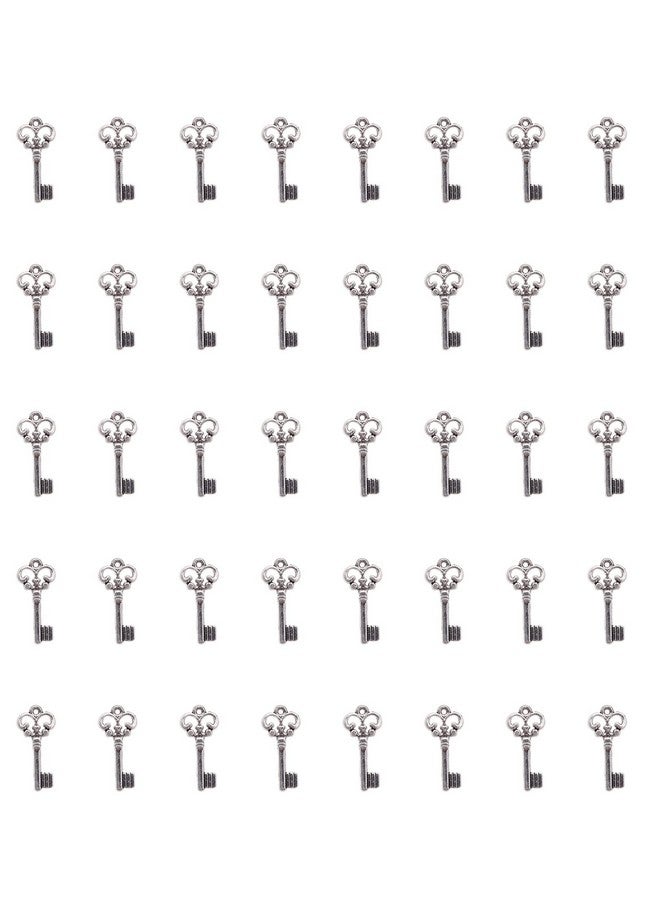 Ruwado 50 Pcs Keys Pendants Beading Supplies Vintage Metal Mini Key Charms for DIY Jewelry Making Kit Handmade Necklace Bracelet Key Ring Chain Earring Party Decoration (Silver) - Image 1