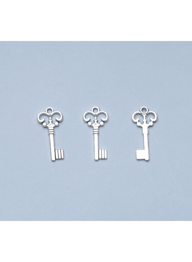 Ruwado 50 Pcs Keys Pendants Beading Supplies Vintage Metal Mini Key Charms for DIY Jewelry Making Kit Handmade Necklace Bracelet Key Ring Chain Earring Party Decoration (Silver) - Image 4