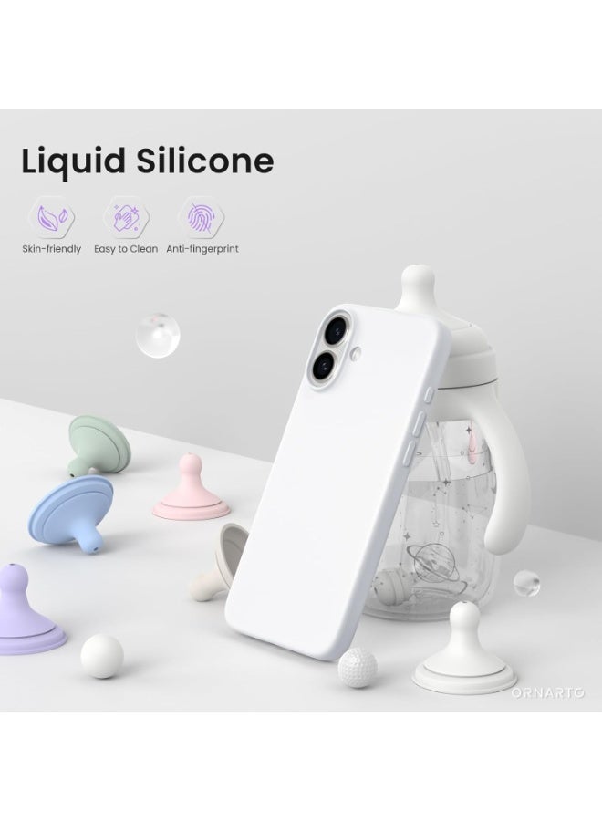 أكاليكس جراب سيليكون متوافق مع iPhone 17، جراب هاتف سيليكون سائل رفيع مع مصد مطاطي ناعم مقاوم للصدمات مكون من 3 طبقات مع بطانة من مادة TPU (أبيض) - Image 5