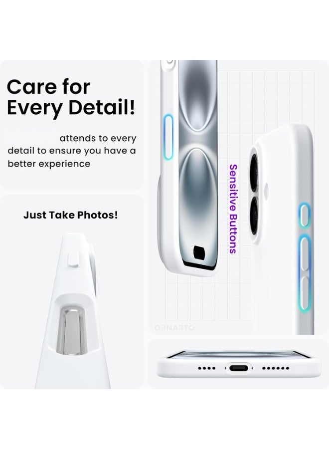 أكاليكس جراب سيليكون متوافق مع iPhone 17، جراب هاتف سيليكون سائل رفيع مع مصد مطاطي ناعم مقاوم للصدمات مكون من 3 طبقات مع بطانة من مادة TPU (أبيض) - Image 3