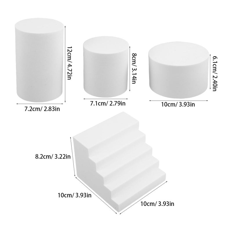 White Foam Geometric Cube Set 4 Pcs Studio Photography Background Props Ladder - Image 3