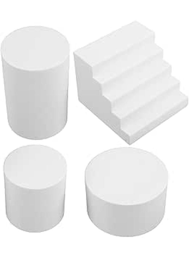 White Foam Geometric Cube Set 4 Pcs Studio Photography Background Props Ladder - Image 1