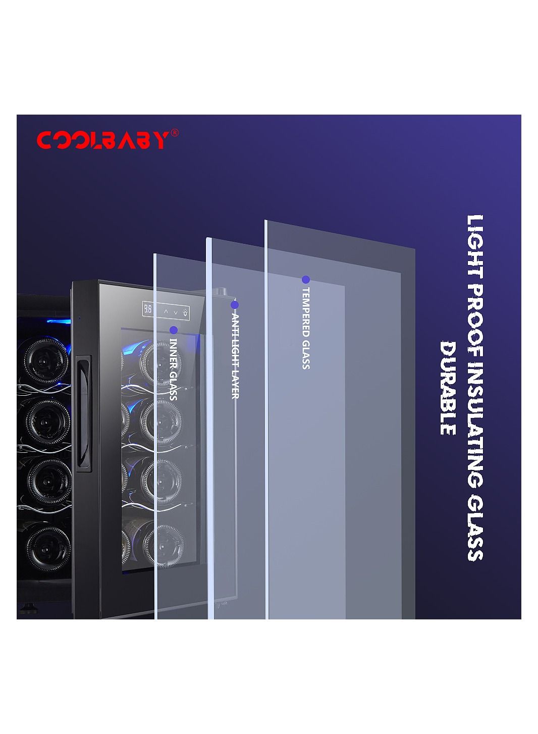 COOLBABY 12 Bottles of Constant Temperature & Humidity Electronic Beverage Wine Cooler Freestanding Compact Mini Wine Fridge Cabinet Refrigerator 