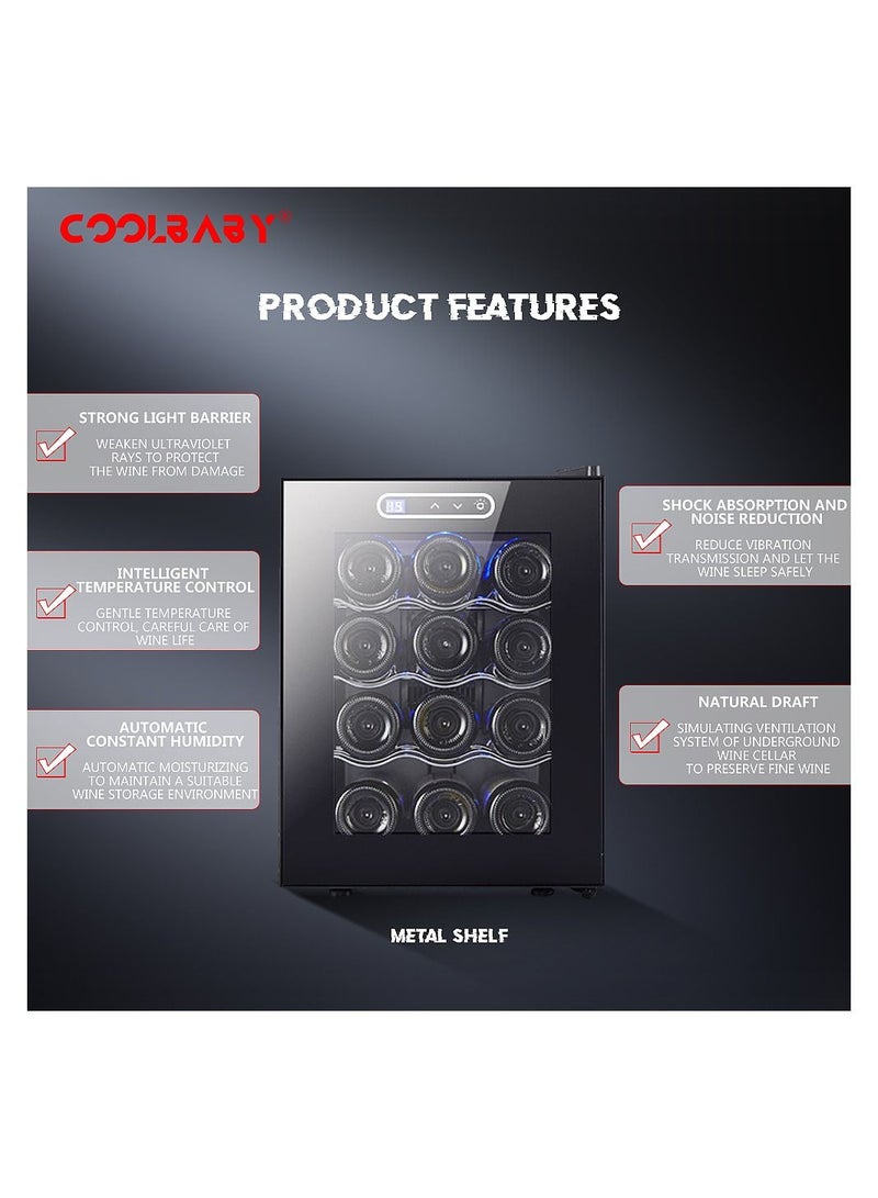 Cool Baby COOLBABY 12 Bottles of Constant Temperature & Humidity Electronic Beverage Wine Cooler Freestanding Compact Mini Wine Fridge Cabinet Refrigerator - Image 3