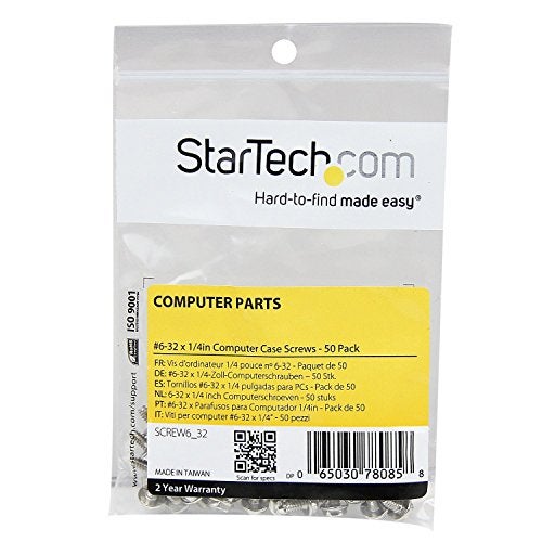 StarTech.com Replacement PC Mounting Screws #6-32 x 1/4in Long Standoff - Screw kit - silver - 0.2 in (pack of 50) , TAA (SCREW6_32) - Image 2