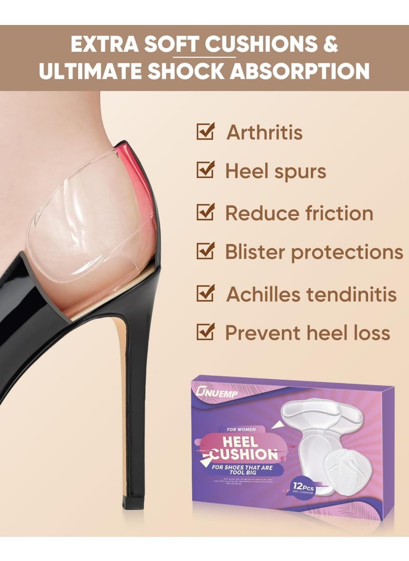 Meetion Heel Cushion Inserts and Metatarsal Pads for Women, 3 Pairs Heel Grips and 3 Pairs Ball of Foot Cushions, Silicone Shoe Pads Insoles for High Heels, Blister Prevention for Too Big Shoes  - Image 2