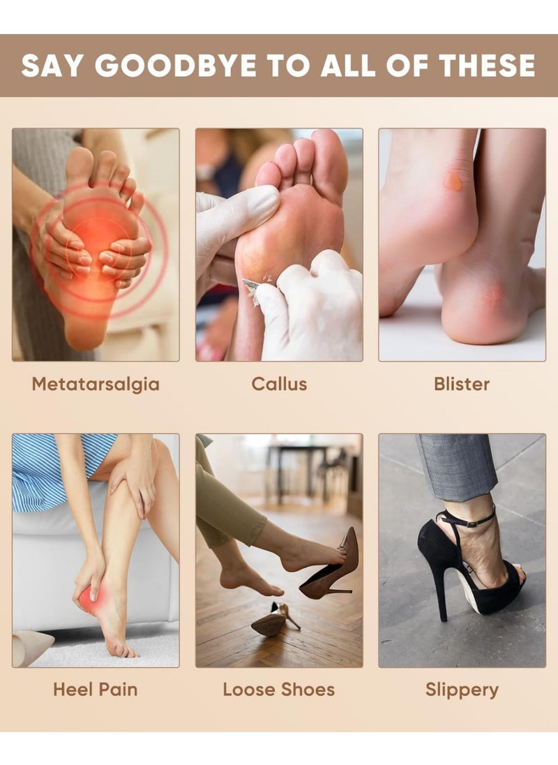 Meetion Heel Cushion Inserts and Metatarsal Pads for Women, 3 Pairs Heel Grips and 3 Pairs Ball of Foot Cushions, Silicone Shoe Pads Insoles for High Heels, Blister Prevention for Too Big Shoes  - Image 3