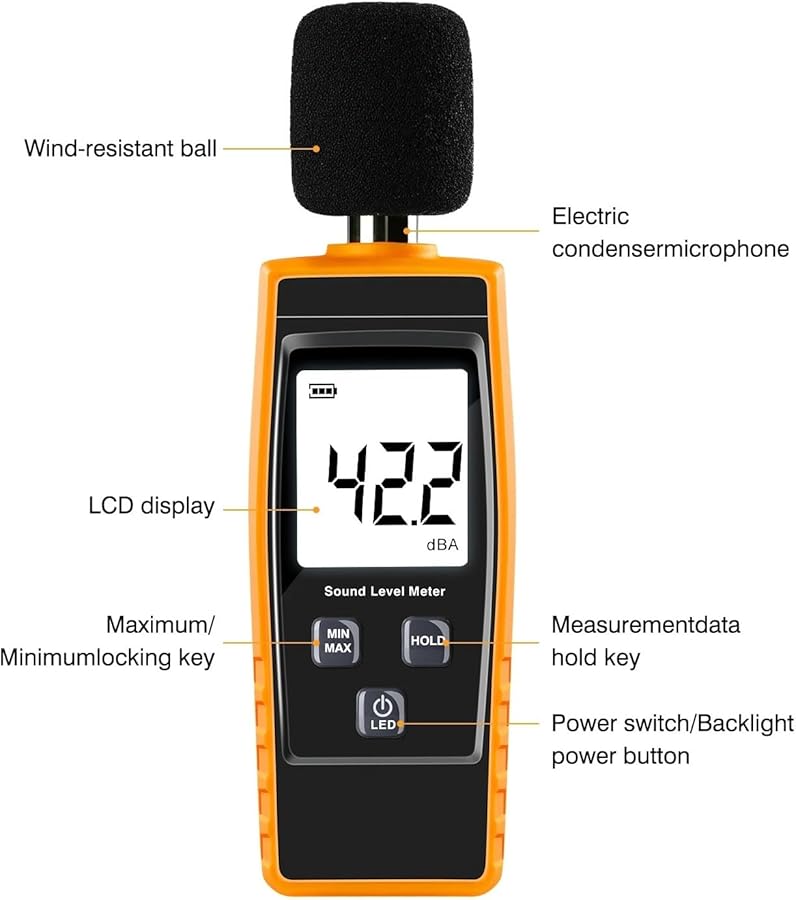 مقياس مستوى الصوت مقياس الديسيبل 30-130 ديسيبل جهاز قياس الضوضاء الرقمي Rz1359 - Image 2