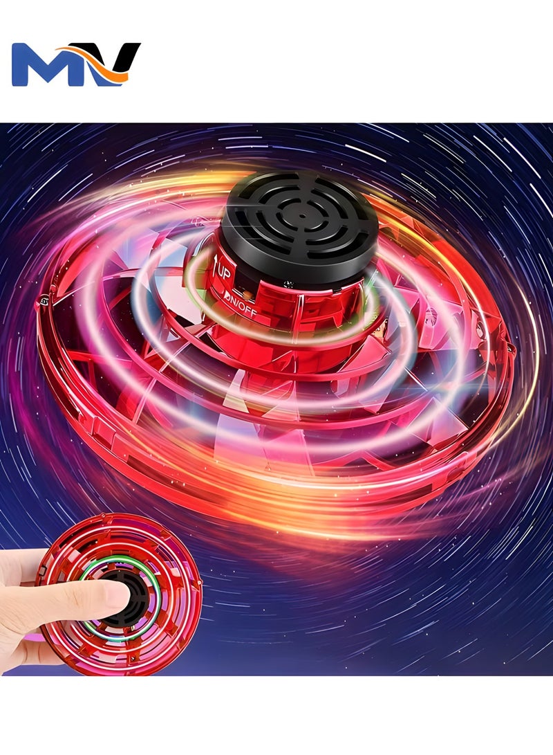 MAGIC VAULT Flying Spinner Toys, Hand Controlled Mini Drone, RGB Light Fidget Boomerang Spinner, 360 Rotating Fly UFO Spin Drone, Flying Space Toys Gift For Kids Adults Outdoor Indoor (RED) - Image 1