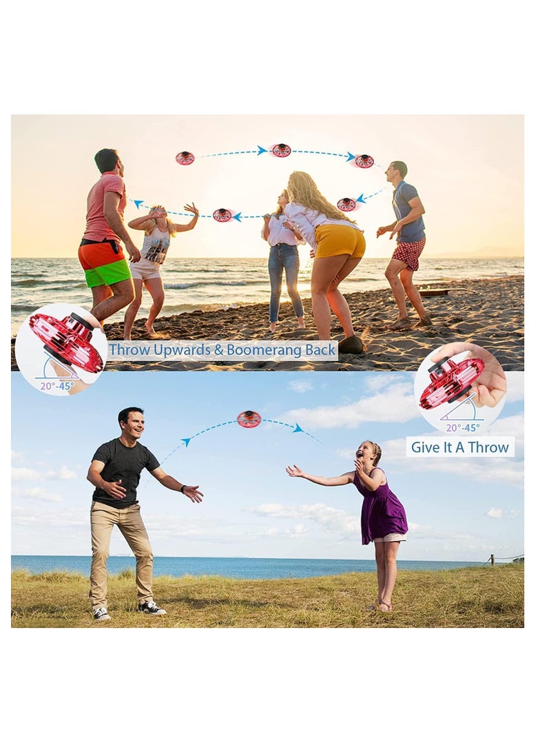MAGIC VAULT Flying Spinner Toys, Hand Controlled Mini Drone, RGB Light Fidget Boomerang Spinner, 360 Rotating Fly UFO Spin Drone, Flying Space Toys Gift For Kids Adults Outdoor Indoor (RED) - Image 4