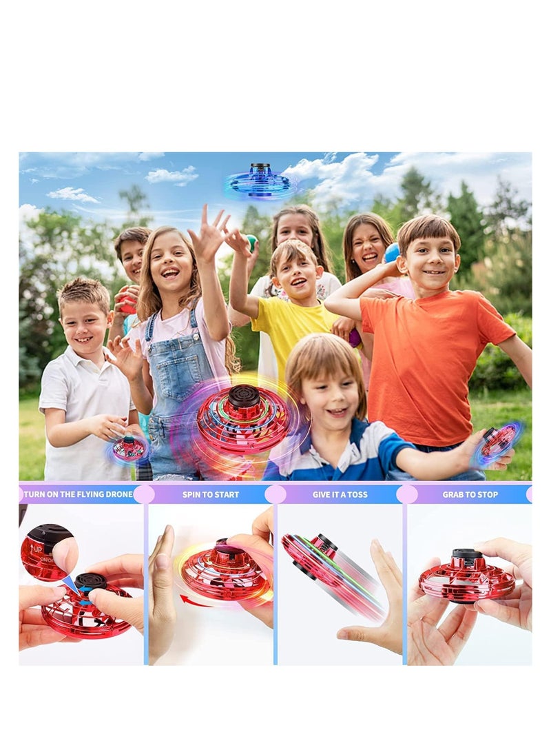 MAGIC VAULT Flying Spinner Toys, Hand Controlled Mini Drone, RGB Light Fidget Boomerang Spinner, 360 Rotating Fly UFO Spin Drone, Flying Space Toys Gift For Kids Adults Outdoor Indoor (RED) - Image 5