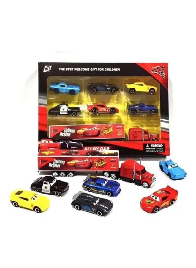8-Piece Alloy Car Transport Set for Kids – Truck with Die-Cast Toy Cars - Image 1