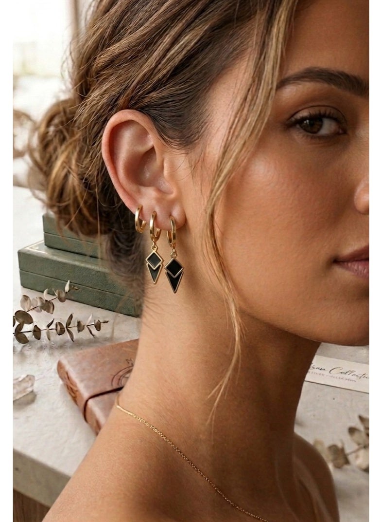 3-piece stainless steel earring set, genuine, rust and corrosion resistant - Image 2