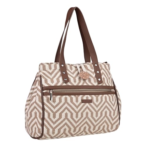 ENSAC Premium Cotton Tote Bag for Women, Stylish Handbag purse for women with Zip Closure | Fit for Office Bag, College, Travel Use | Handcrafted in India - Image 1
