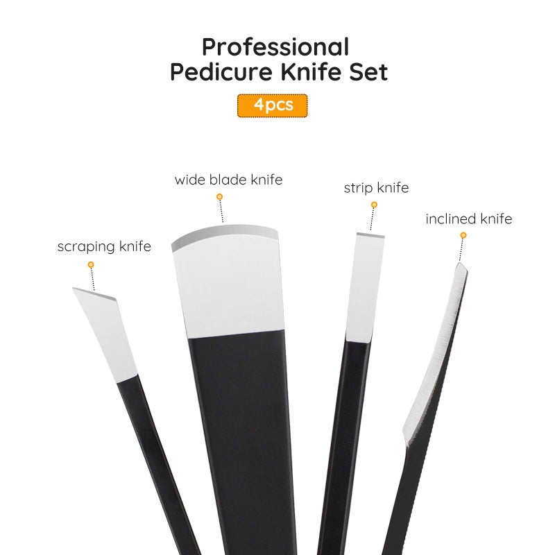 Segbeauty 4pcs Pedicure Knife Set, Segbeauty Ingrown Toenail Knife, Correction Nippers Clipper Remover with Carry Bag, High Manganese Steel Nail Care Foot Repair Cutter for Calluses for Beauty Salon Home Use - Image 2