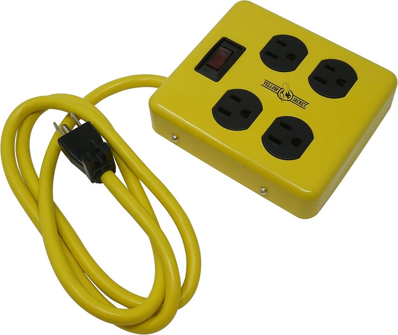 Woods Yellow Jacket 2177N Metal Power Block with 4 Outlets and Lighted Switch 4foot Cord  - Image 2