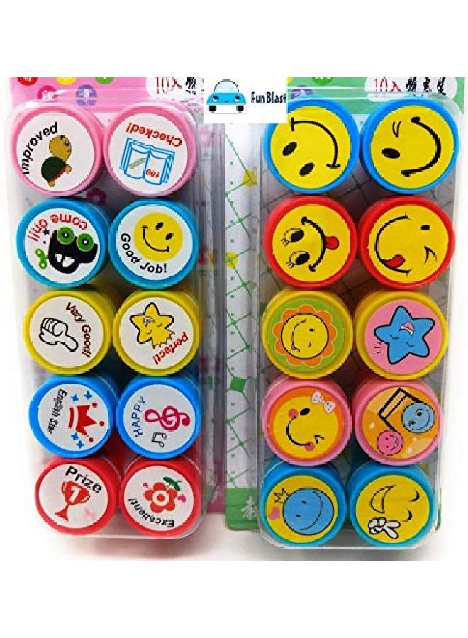 FunBlast 10 Emoji And 10 Motivation Stamper For Kids Educational Toys Art And Craft School Supplies Set Of 20 Learning Toys For Kids/Boys/Girls Multi Color - Image 3