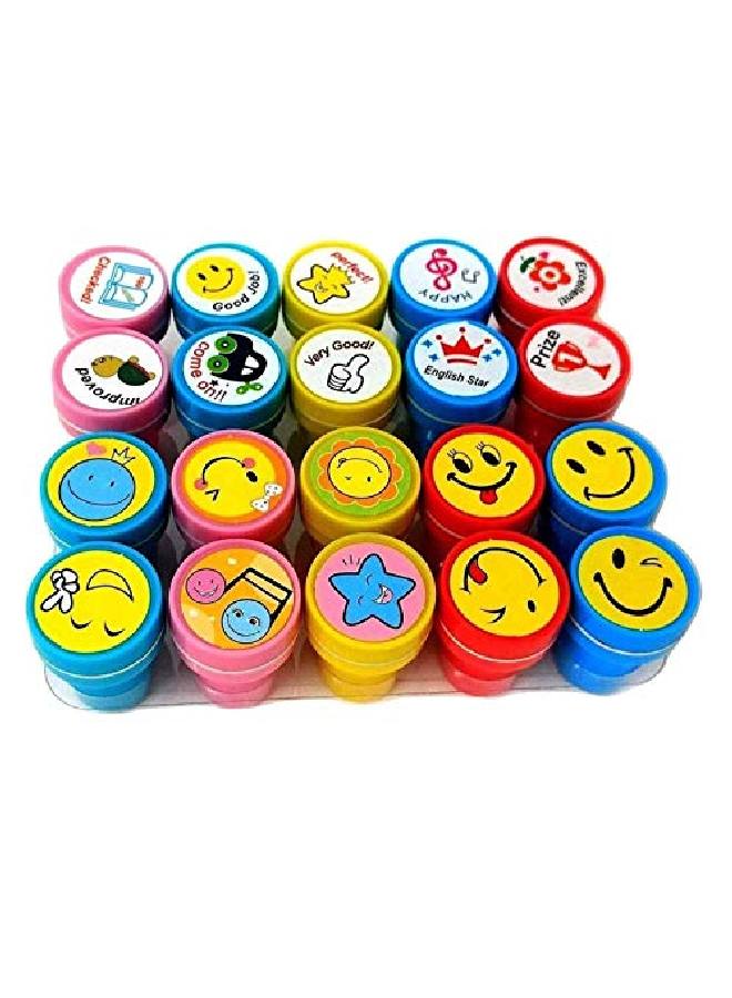 FunBlast 10 Emoji And 10 Motivation Stamper For Kids Educational Toys Art And Craft School Supplies Set Of 20 Learning Toys For Kids/Boys/Girls Multi Color - Image 1