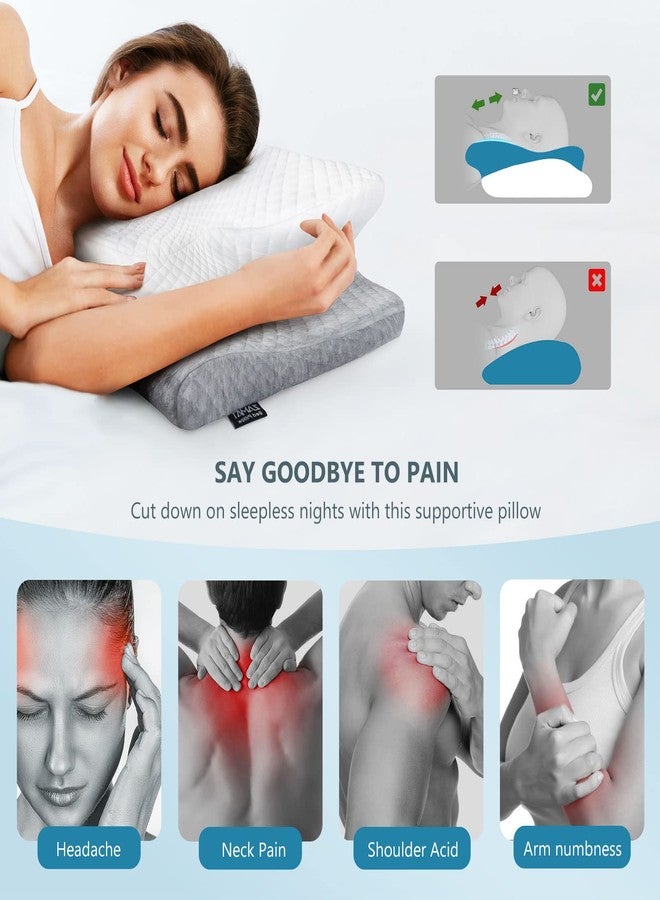 ZAMAT Adjustable Cervical Memory Foam Pillow, Odorless Neck Pillows for Pain Relief, Orthopedic Pillows for Sleeping with Cooling Pillowcase, Ergonomic Support Pillow for Stomach, Back, Side Sleeper - Image 2
