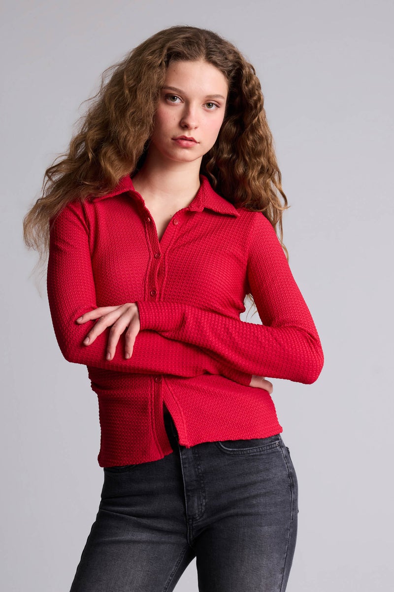 ديفاكتو قميص منسوج كم طويل سليم فيت - Image 3