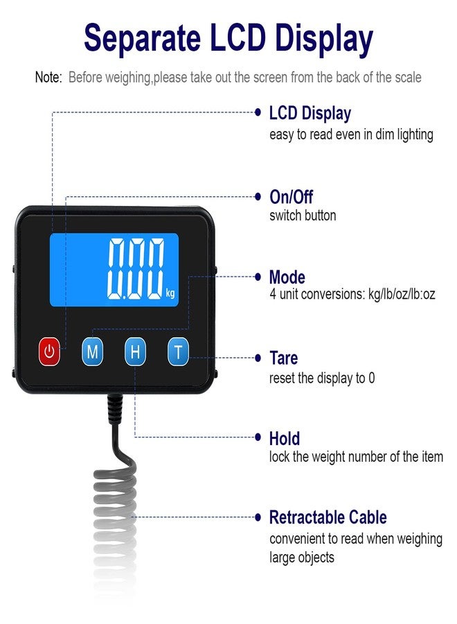 TIPRE Digital Shipping Postal Scale 0.5 oz High Accuracy! 440lb Commercial Weight Scale for Package, Small Business, Mail, Warehouse, Home, Dual Powering Source & Cable Provided - Image 3