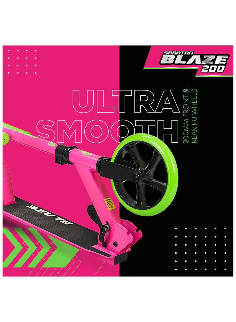Spartan | Blaze 200mm Wheel Folding Kick Scooter for Kids & Teens Lightweight Aluminum Frame, Adjustable Handlebar, Rear Brake, Foldable Design, PU Wheels, High-Speed Bearings Pink SP-7063 | Pink | Ages 7+ - Image 3