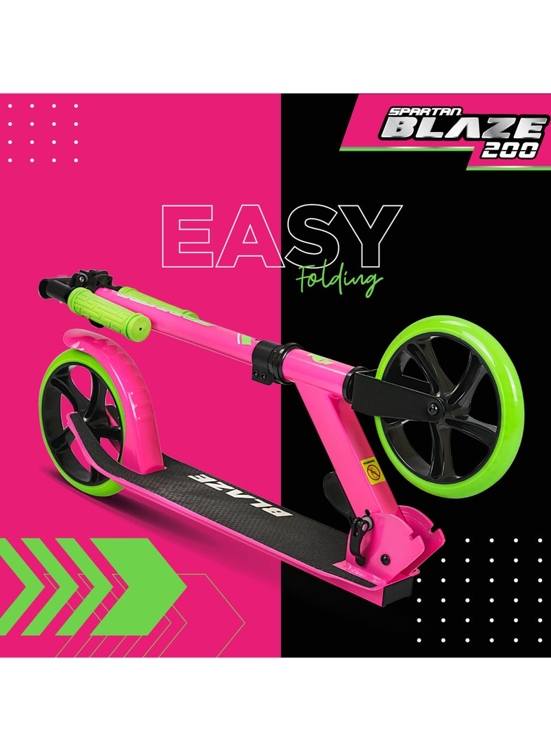 Spartan | Blaze 200mm Wheel Folding Kick Scooter for Kids & Teens Lightweight Aluminum Frame, Adjustable Handlebar, Rear Brake, Foldable Design, PU Wheels, High-Speed Bearings Pink SP-7063 | Pink | Ages 7+ - Image 5