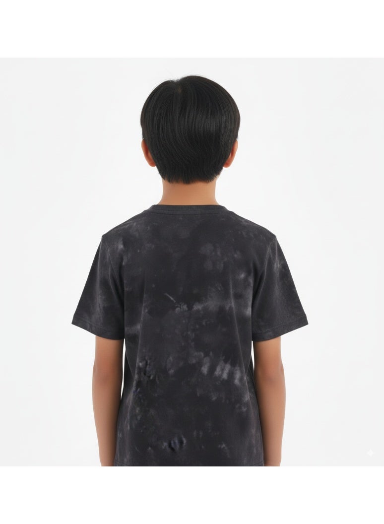 JOANNA 23KY304B Boy's Tagline Print Round Neck Short Sleeve T-Shirt - Black - Image 3