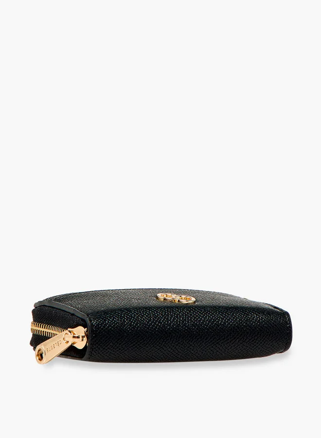 Celeste Textured Wallet with Metal Accent and Zip Closure