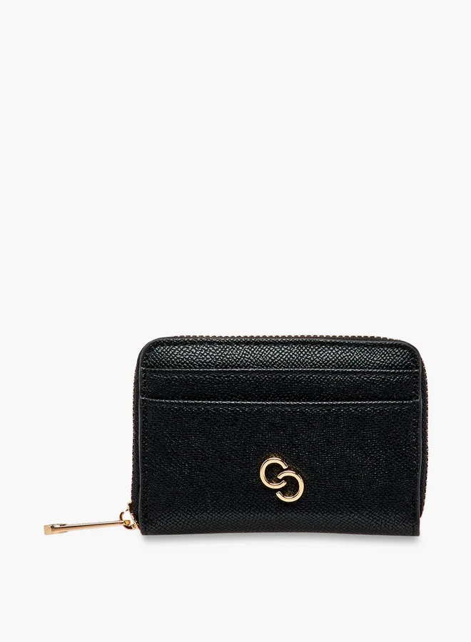 Celeste Textured Wallet with Metal Accent and Zip Closure