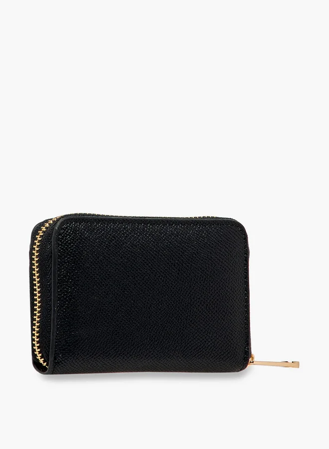 Celeste Textured Wallet with Metal Accent and Zip Closure