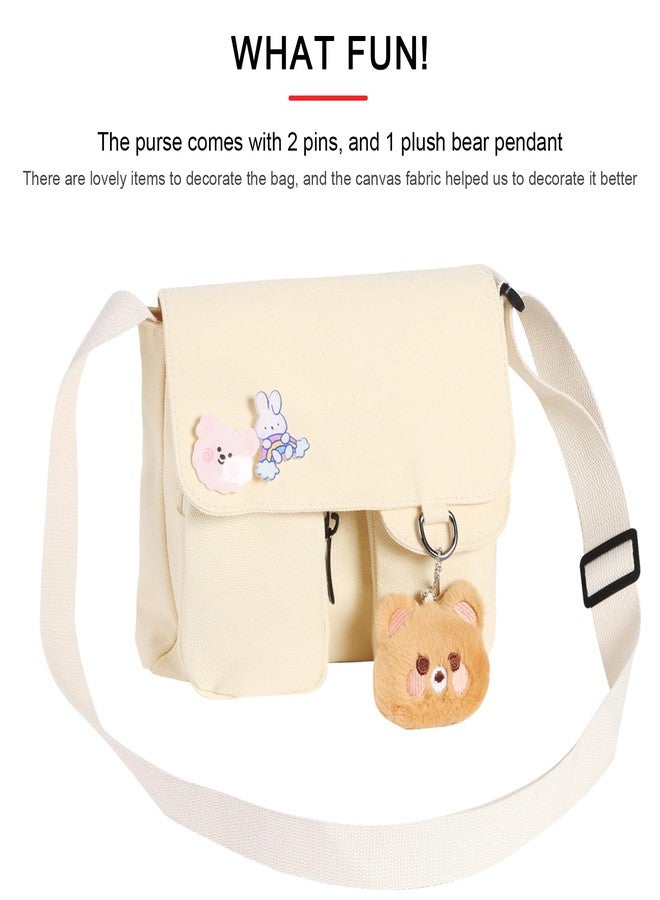 Phaoullzon Kawaii Crossbody Bag Cute Messenger Bags Canvas Shoulder Purse Gifts for Teens - Image 3