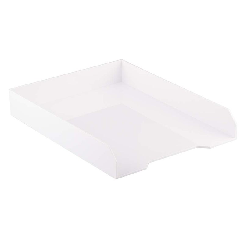 JAM PAPER Stackable Paper Trays  White  Desktop Document Letter  File Organizer Tray  Sold Individually